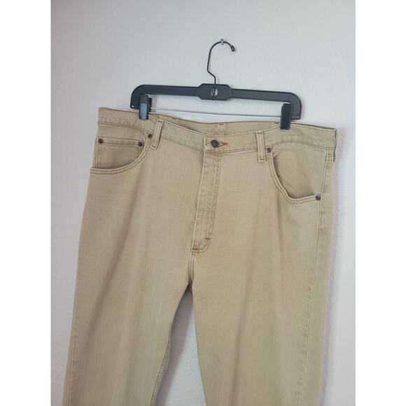 Wrangler Mens Regular Fit Straight Leg Jeans Size 40 x 32 Tan Pockets Casual - Picture 4 of 9